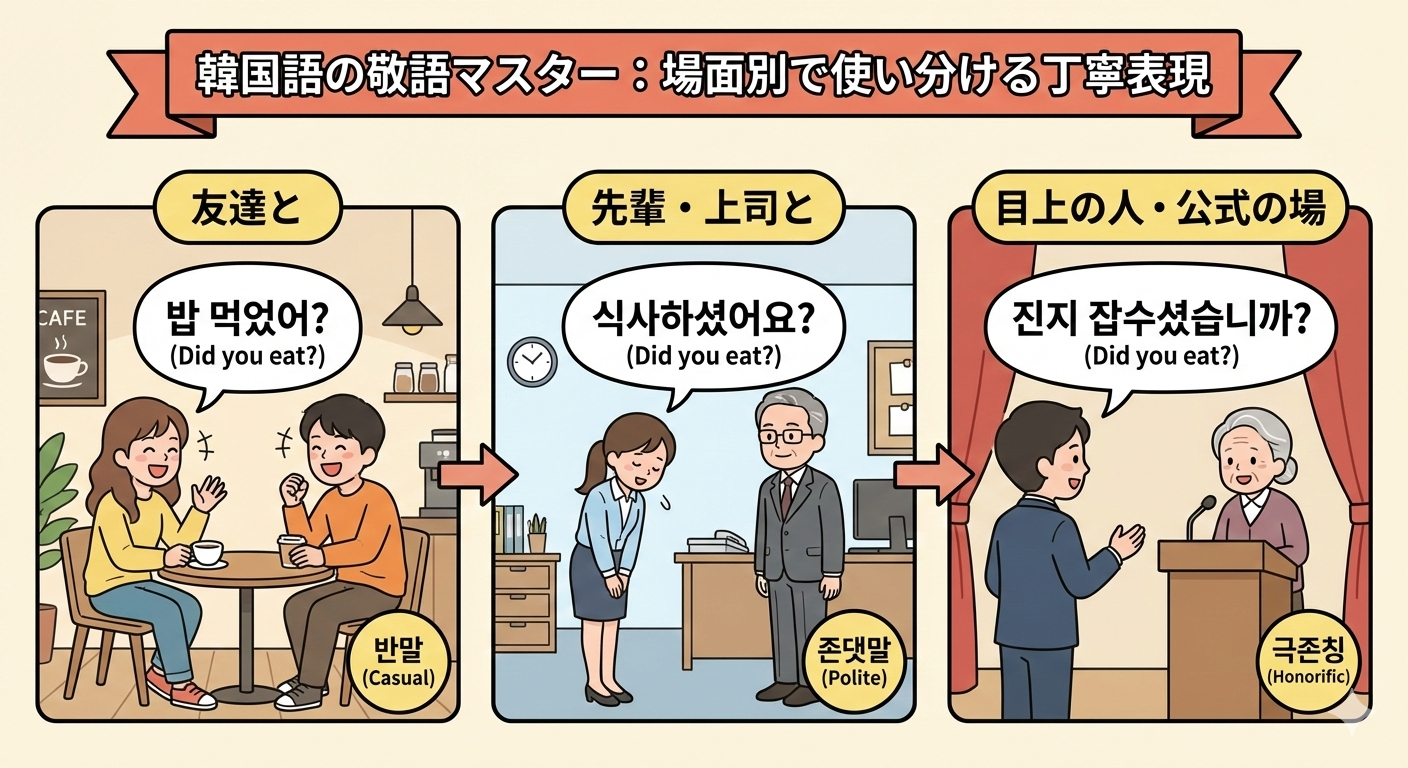 韓国語の敬語マスター:場面別で使い分ける丁寧表現