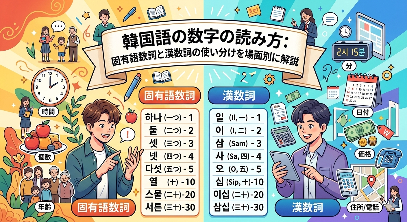 韓国語の数字の読み方:固有語数詞と漢数詞の使い分けを場面別に解説