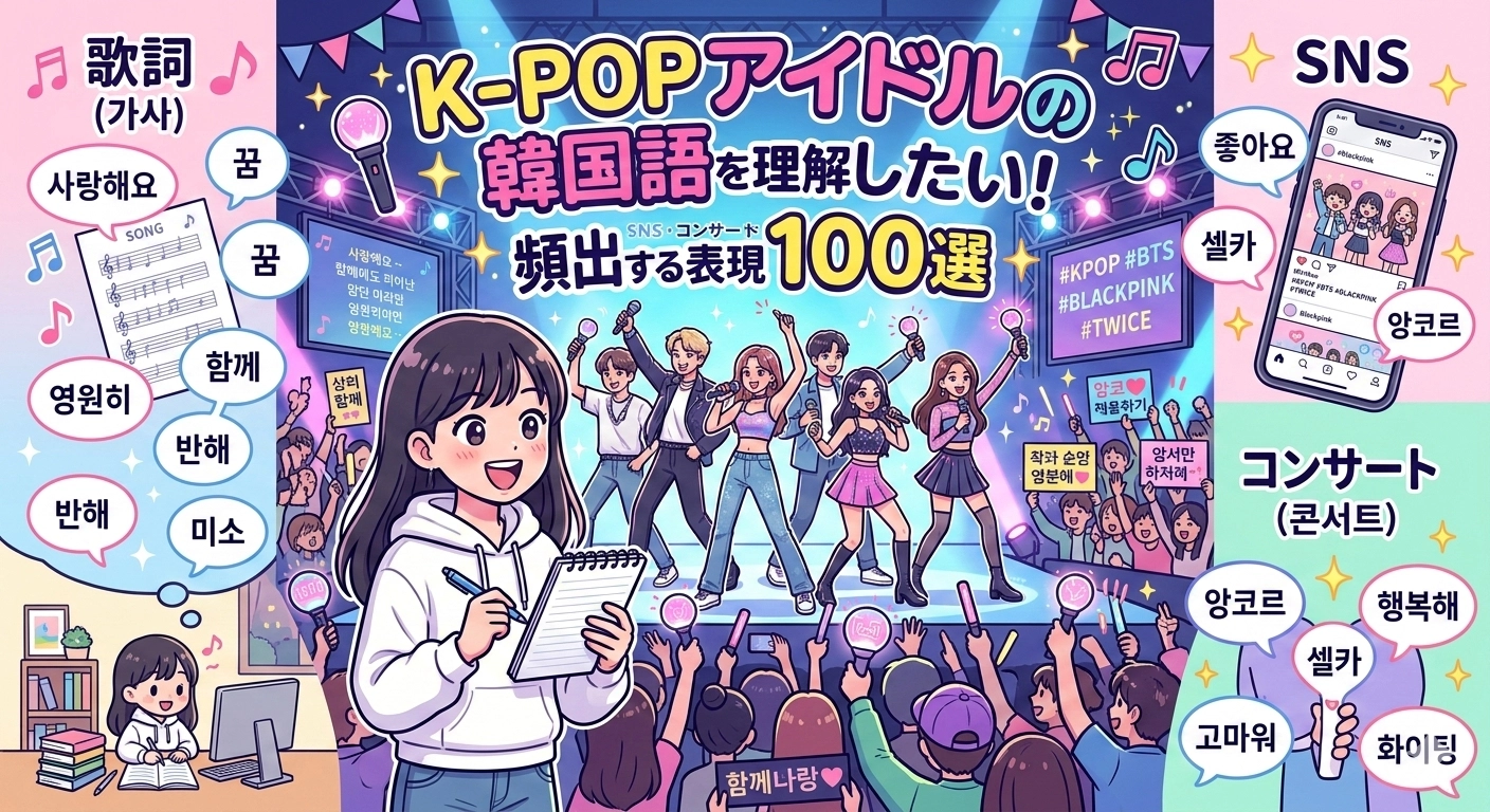 K-POPアイドルの韓国語を理解したい!歌詞・SNS・コンサートで頻出する表現100選 - Word Master NOTE ブログ