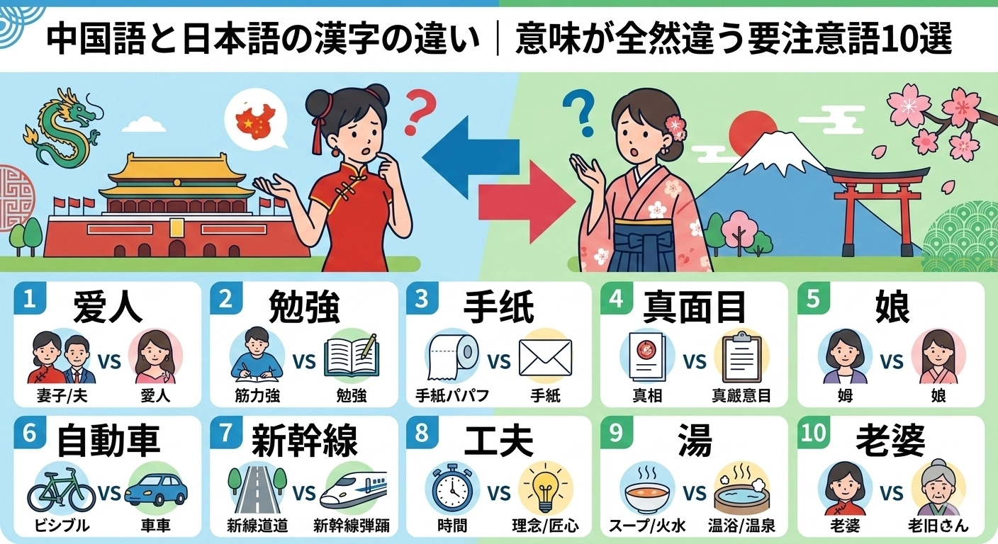 中国語と日本語の漢字の違い|意味が全然違う要注意語10選 - Word Master NOTE ブログ