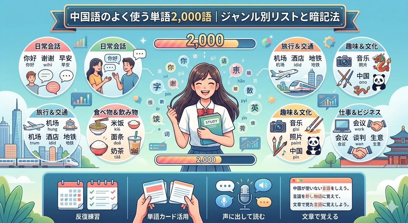 中国語のよく使う単語2,000語|ジャンル別リストと暗記法 - 語学学習 中国語のよく使う単語2,000語|ジャンル別リストと暗記法 - Word Master NOTE ブログ