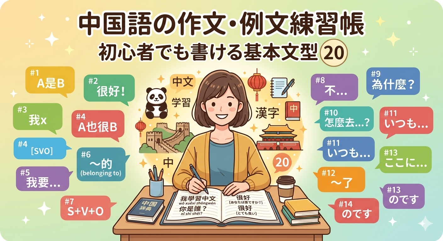 中国語の作文・例文練習帳|初心者でも書ける基本文型20
