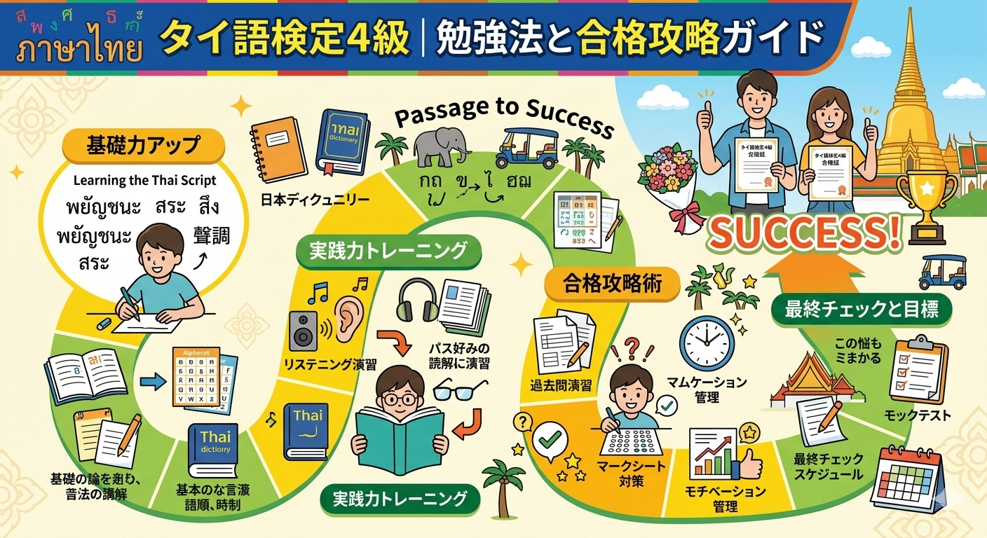 タイ語検定4級の勉強法と合格攻略ガイド【独学OK】